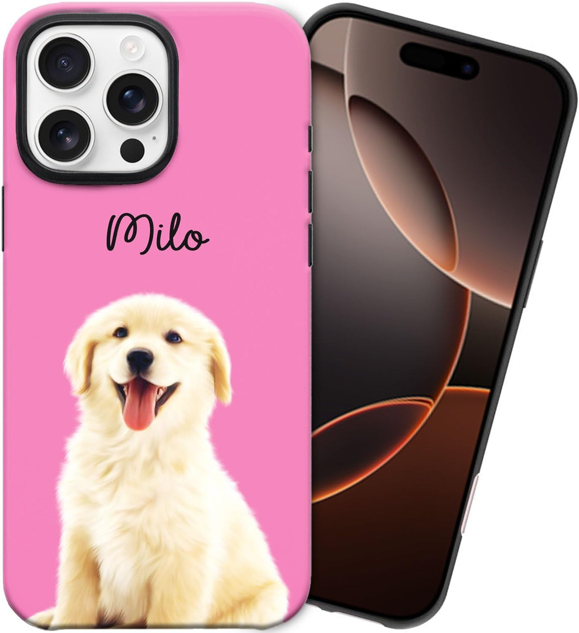 Personalized Name Photo Dog iPhone 16 Pro Max Case, Glossy