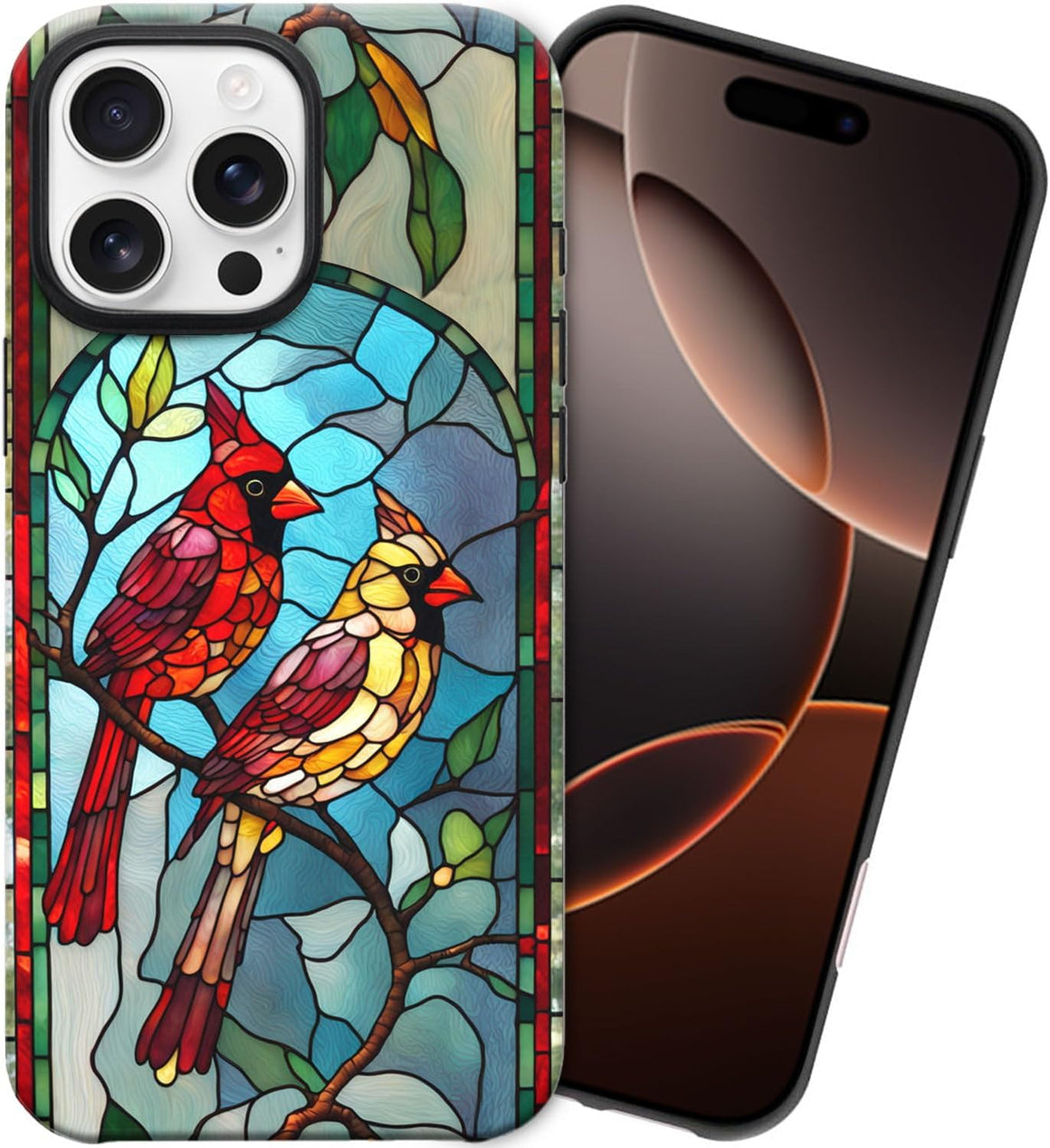 Cardinal Stained Glass iPhone 16 Pro Max Case, Glossy/Matte Finish