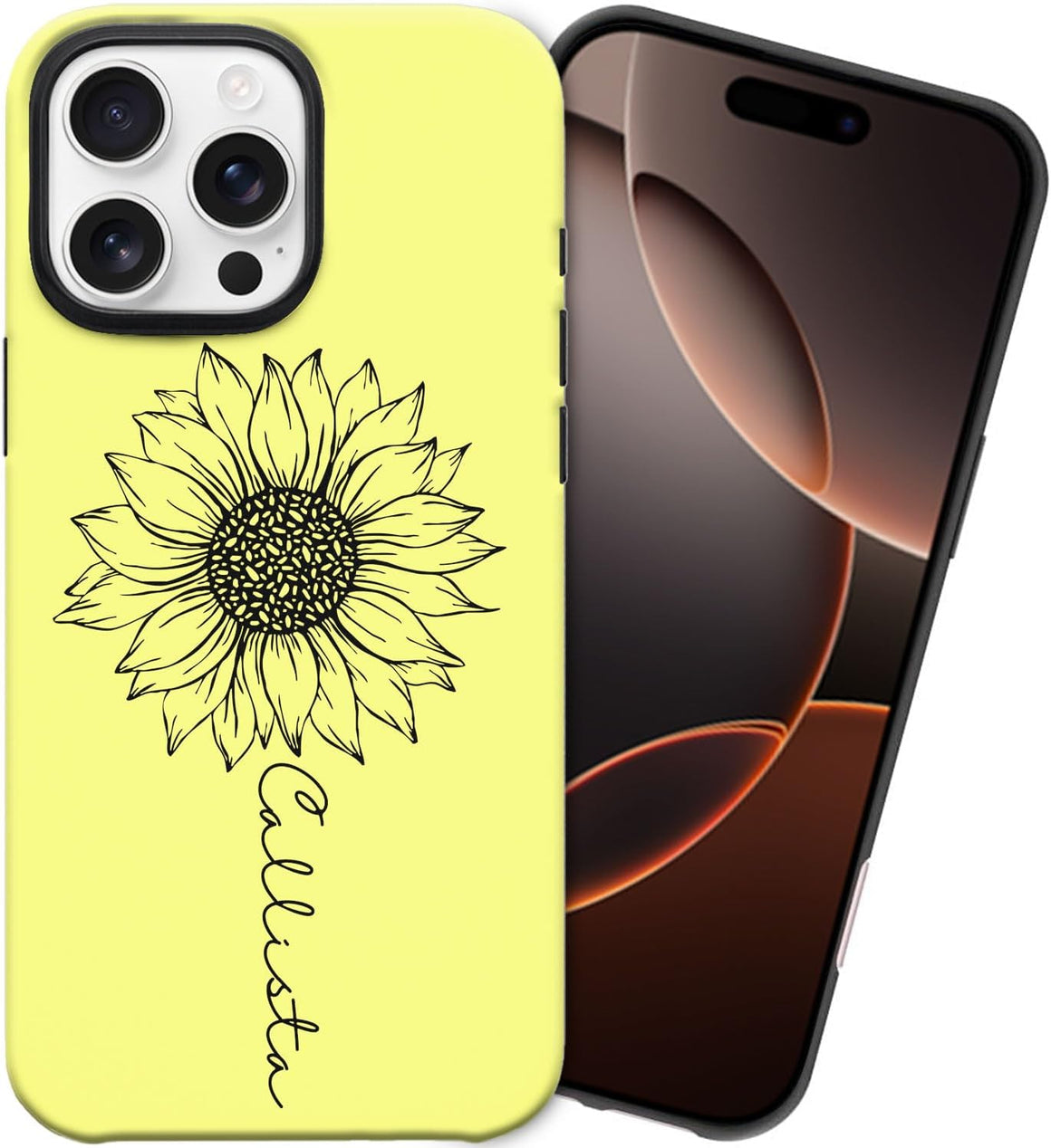 Personalized Sunflower iPhone 16 Pro Max Case, Glossy