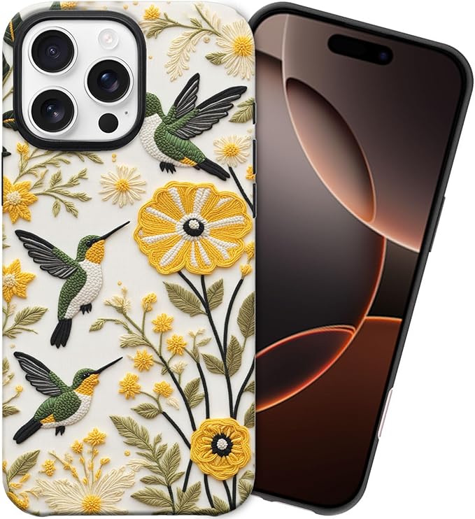 Hummingbird Flower iPhone 16 Pro Max Case, Glossy/Matte Finish