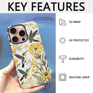 Hummingbird Flower iPhone 16 Pro Max Case, Glossy/Matte Finish
