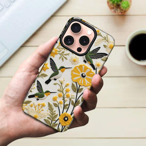Hummingbird Flower iPhone 16 Pro Max Case, Glossy/Matte Finish