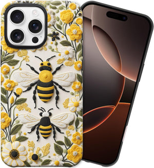 Bee Flower iPhone 16 Pro Max Case, Glossy A02