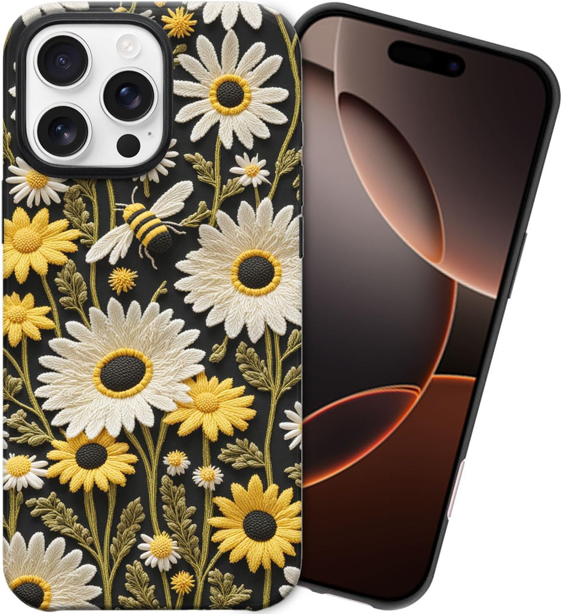 Bee Flower iPhone 16 Pro Max Case, Glossy/Matte Finish